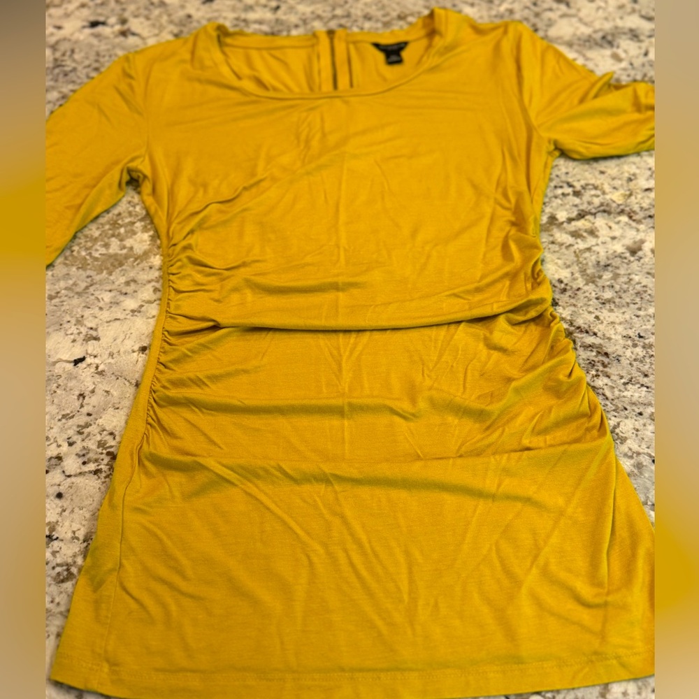 Ann Taylor Gold Long Sleeve Tee with Zippered Back